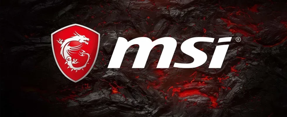 MSI logo on a red, molten background.
