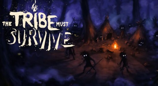 promotional artwork for The Tribe Must Survive, smoky figures of villagers gathered around a lit bonfire