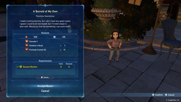 Capture d'écran de Granblue Fantasy Relink montrant les demandes de quêtes secondaires.