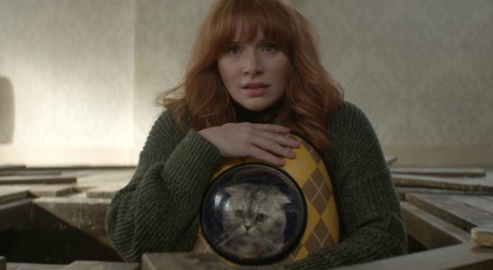 ARGYLLE, Bryce Dallas Howard, with cat Chip