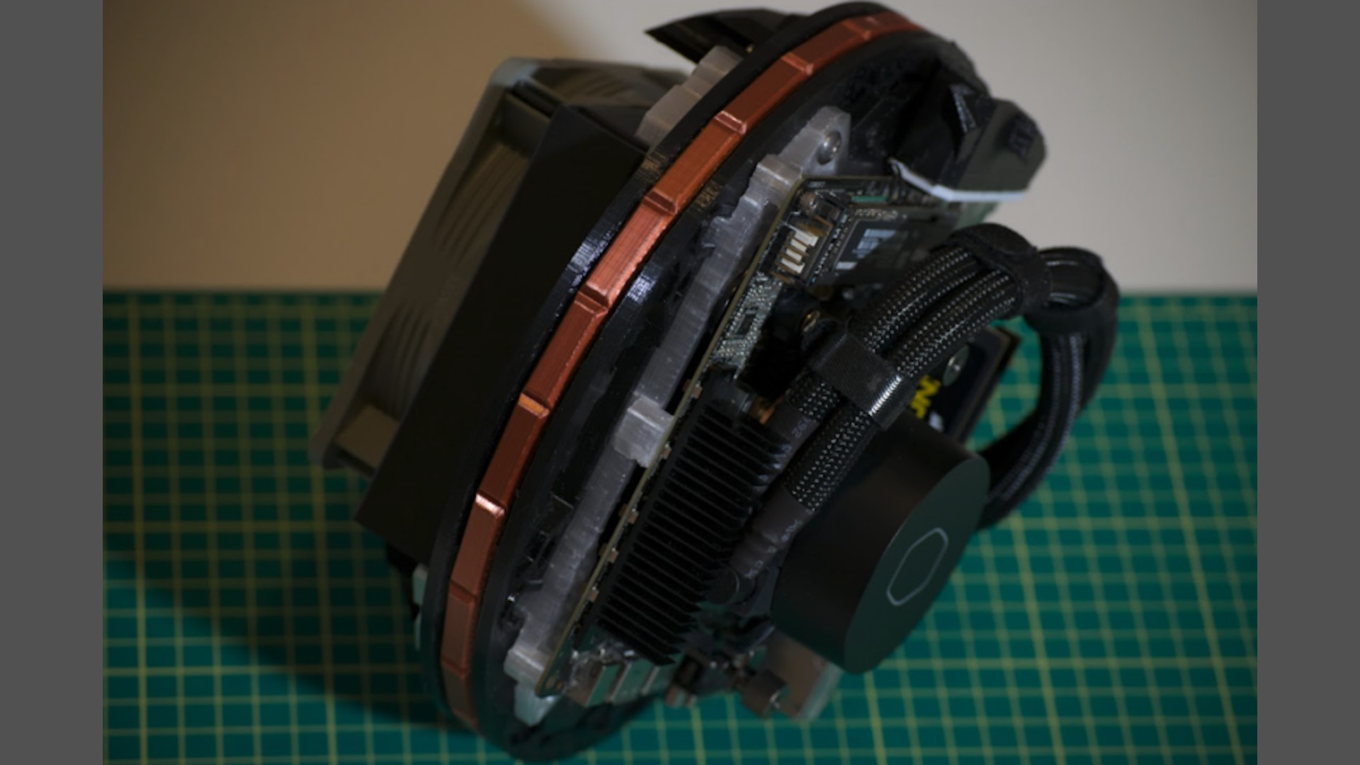 L'intérieur du minuscule boîtier PC imprimé en 3D avec son AIO
