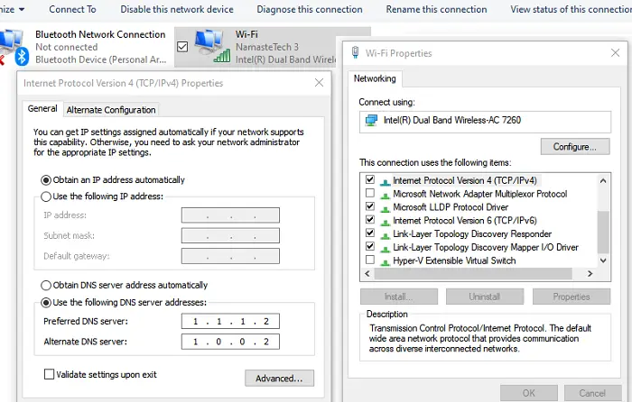 DNS de la famille Cloudflare Windows 10