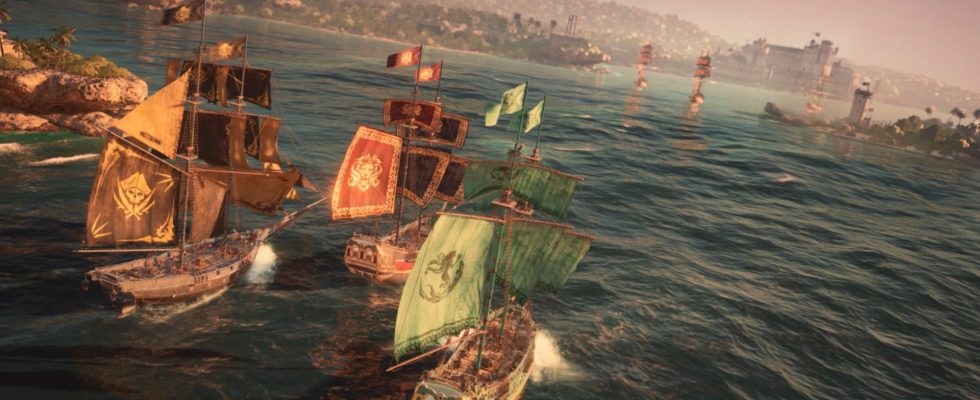 three ships sailing together to saint-anne in skull and bones