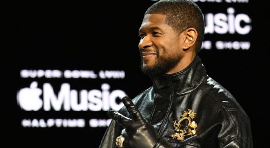 LAS VEGAS, NEVADA - FEBRUARY 08: Usher poses during the Super Bowl LVIII Pregame & Apple Music Super Bowl LVIII Halftime Show press conference at the Mandalay Bay Convention Center on February 08, 2024 in Las Vegas, Nevada. (Photo by Candice Ward/Getty Images)
