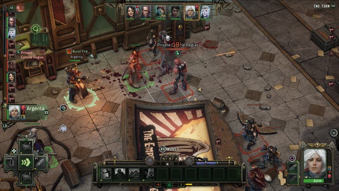 Une capture d'écran de Rogue Trader montrant une scène de bataille.