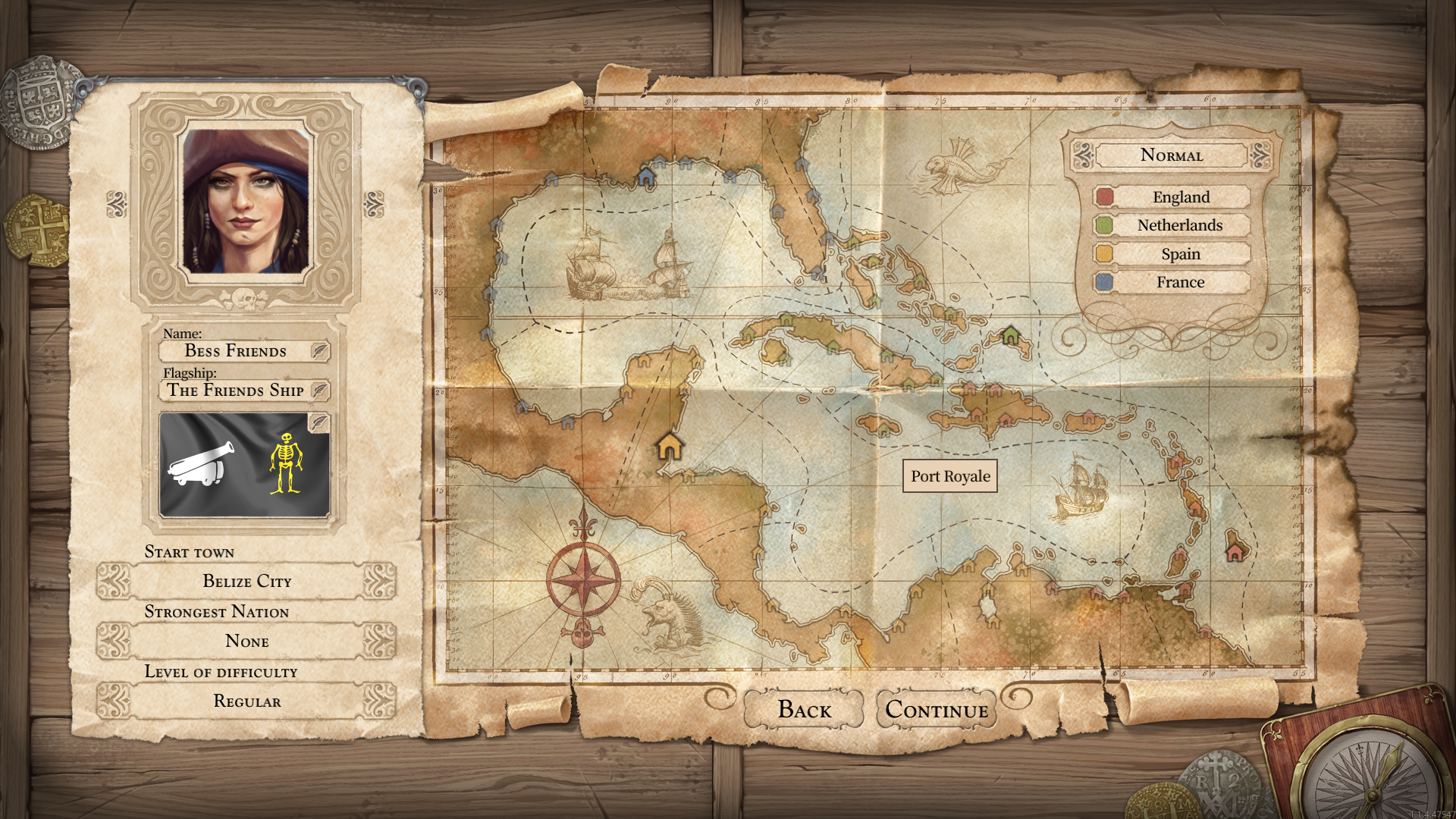 Le nouvel écran de menu de jeu dans Tortuga - A Pirate's Tale.