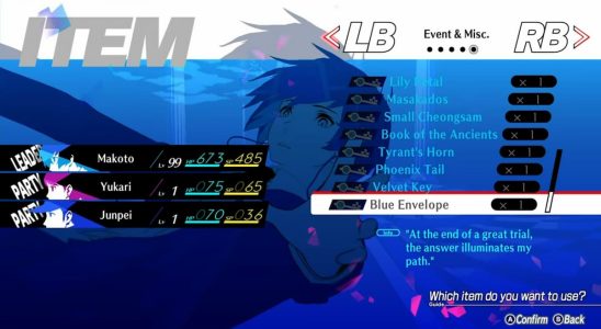 Qu'est-ce que l'enveloppe bleue dans Persona 3 Reload ?  Répondu