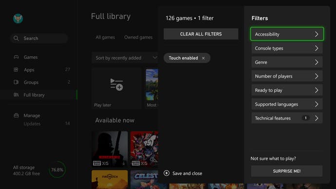 Xbox a amélioré le filtrage et le tri des jeux et des applications