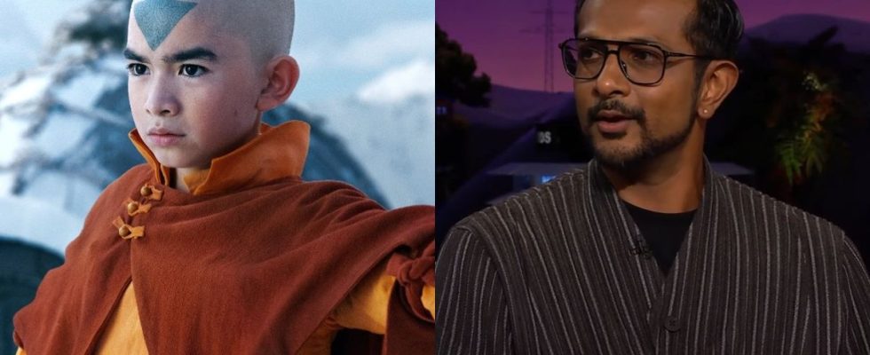 From left to right: Gordon Cormier as Aang in Avatar: The Last Airbender and Utkarsh Ambudkar on the Late Late Show.