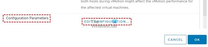 Configuration de modification du client VMware