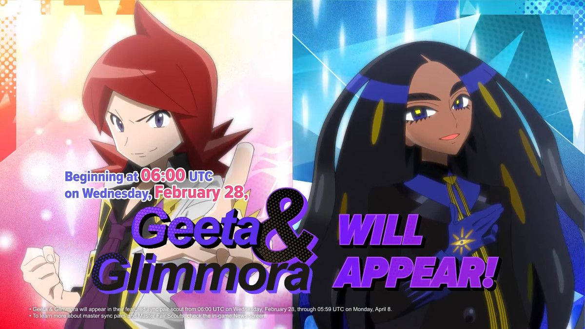 Geeta et Glimmora côte à côte dans Pokemon Masters Ex