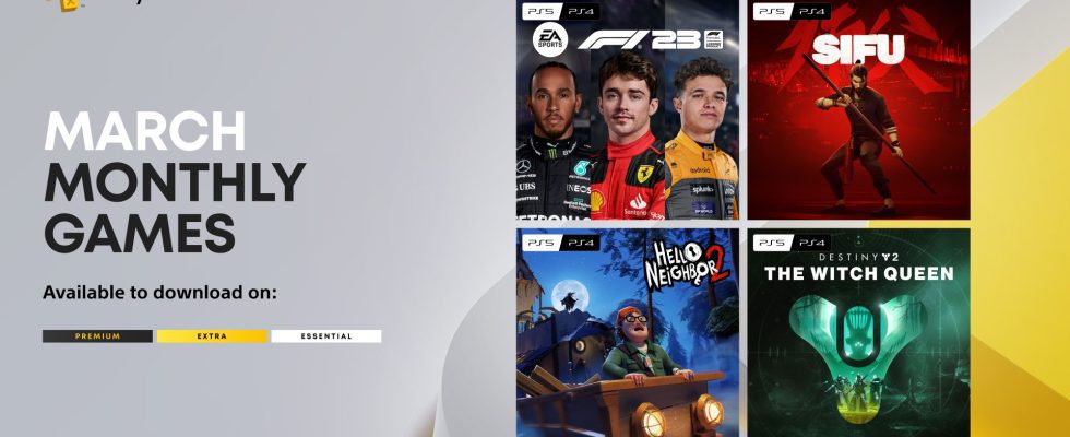 PlayStation Plus Monthly Games for March: EA Sports F1 23, Sifu, Hello Neighbor 2, Destiny 2: Witch Queen  