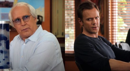 Chevy Chase and Joel McHale, pictured side by side, in Community.