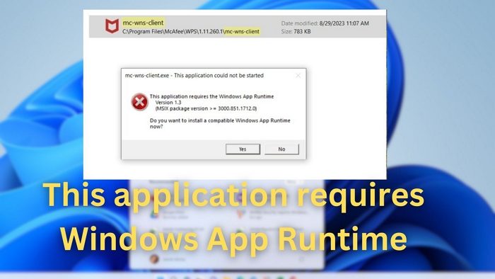 Cette application nécessite Windows App Runtime
