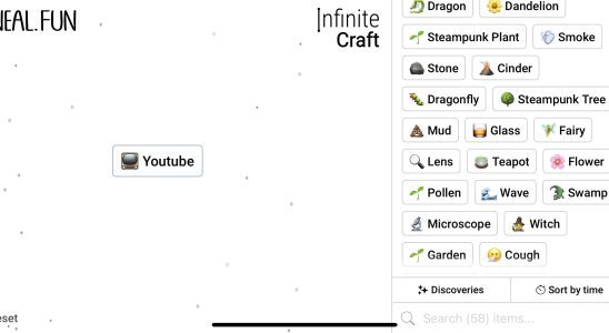 YouTube in Infinite Craft.