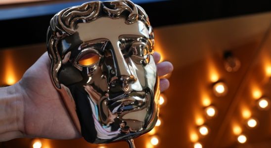 A general view of the BAFTA award trophy ahead of the EE BAFTA Film Awards 2023 at The Royal Festival Hall on February 19, 2023 in London, England