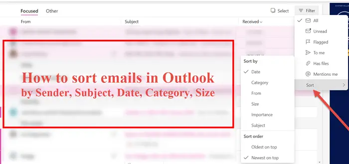 Comment trier les e-mails dans Outlook par expéditeur, sujet, date, catégorie, taille