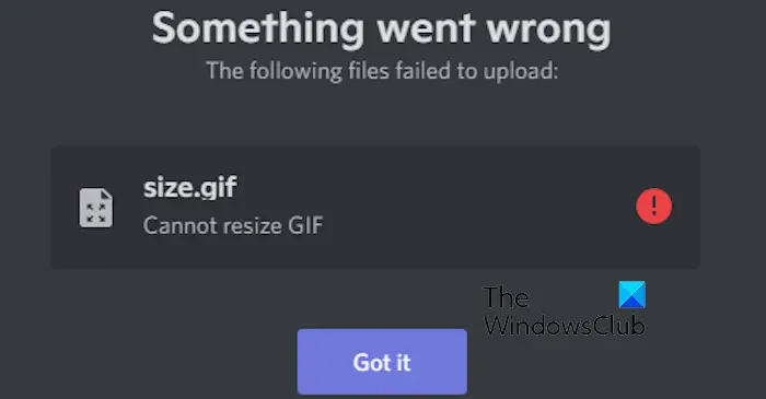 Discord ne peut pas redimensionner l'erreur GIF