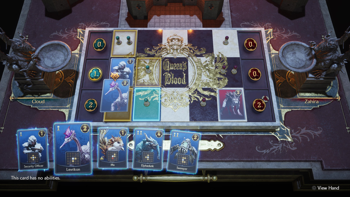 Une capture d'écran du jeu de cartes à collectionner Final Fantasy 7 Rebirth, Queen's Blood