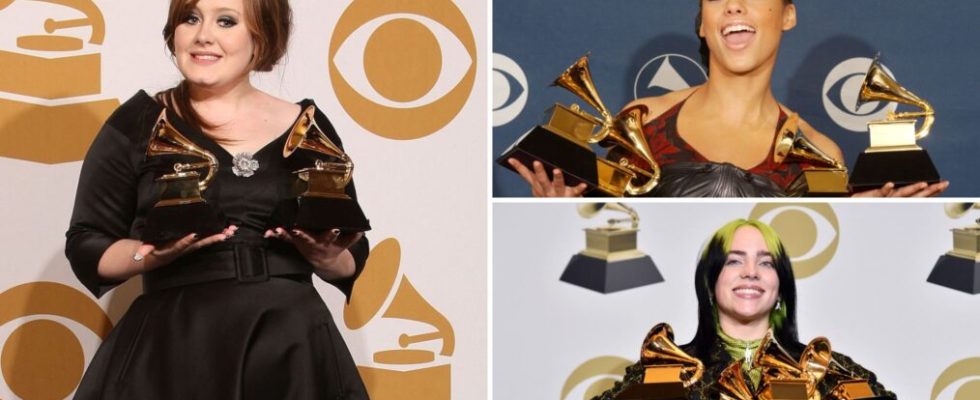 Adele, Alicia Keys and Billie Eilish at the Grammys
