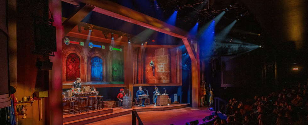 A promotional image of the Dungeons & Dragons: The Twenty-Sided Tavern live play and stage show.