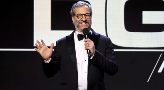 BEVERLY HILLS, CALIFORNIA - FEBRUARY 10: Host Judd Apatow speaks onstage during the 76th Directors Guild of America Awards at The Beverly Hilton on February 10, 2024 in Beverly Hills, California. (Photo by Amy Sussman/Getty Images for DGA)