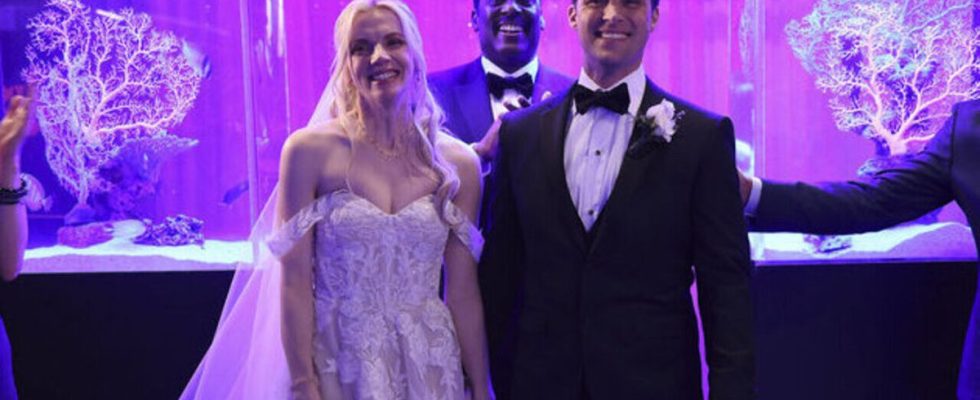 Brett and Casey at their wedding in Chicago Fire Season 12x06