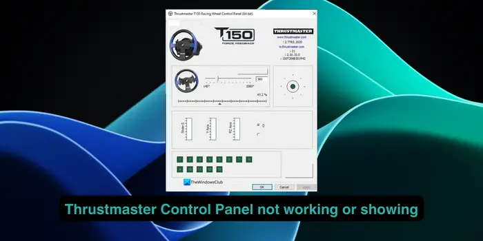 Le panneau de configuration Thrustmaster ne fonctionne pas ou ne s'affiche pas