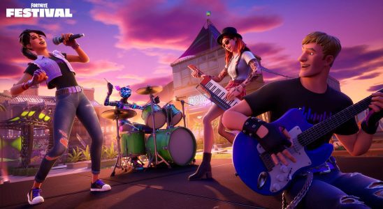 People playing in Fortnite Festival. This image is part of an article about the full setlist in Fortnite Festival.