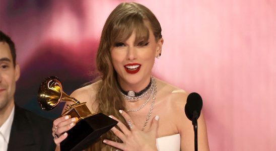 LOS ANGELES, CALIFORNIA - FEBRUARY 04: Taylor Swift accepts the Album Of The Year award for “Midnights” onstage during the 66th GRAMMY Awards at Crypto.com Arena on February 04, 2024 in Los Angeles, California. (Photo by Kevin Winter/Getty Images for The Recording Academy)