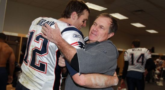 The Dynasty: New England Patriots footage of Tom Brady and Bill Belichick in an embrace
