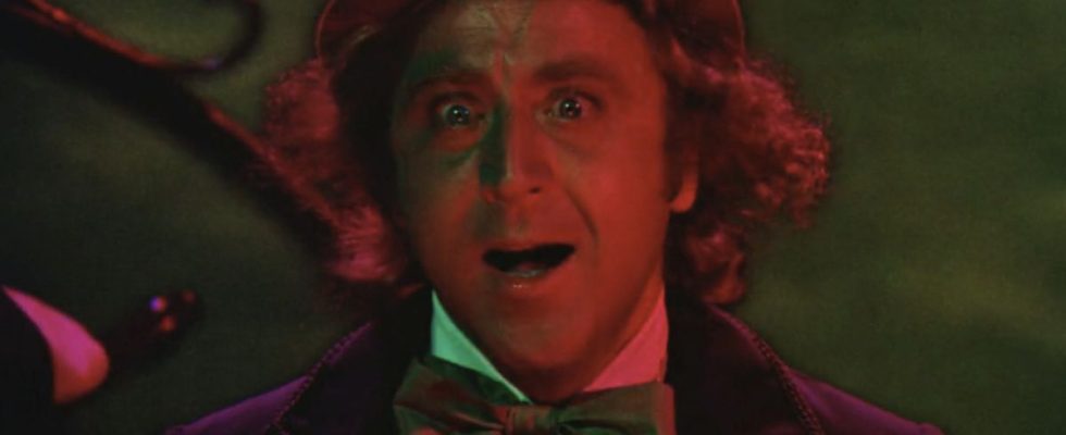 Gene Wilder having a freak out during the boat ride in Willy Wonka and the Chocolate Factory,