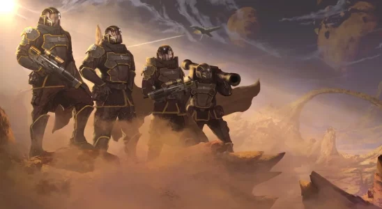 Helldivers together in Helldivers 2.