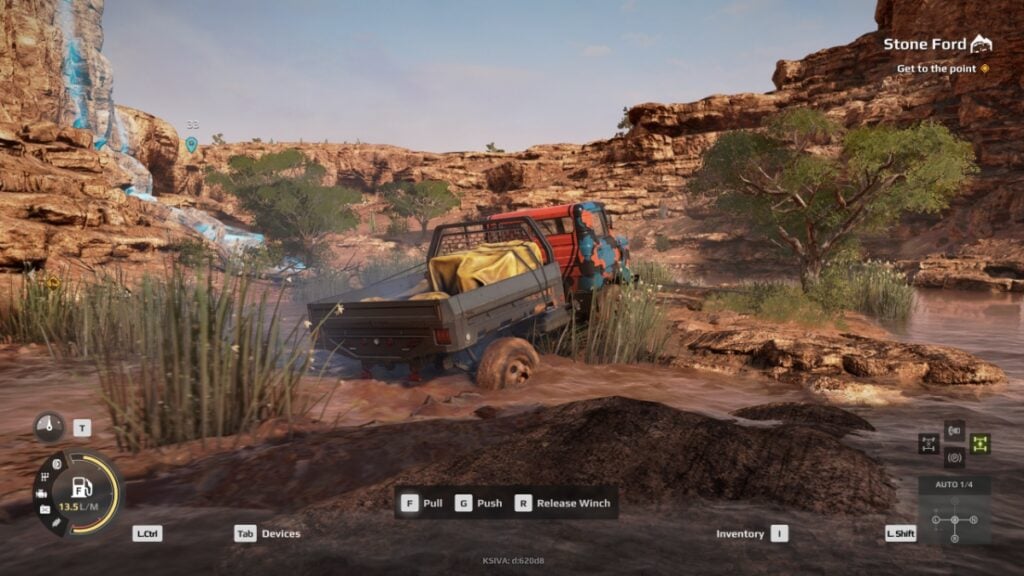 Un camion se bat pour se libérer de la boue dans Expeditions : A MudRunner Game