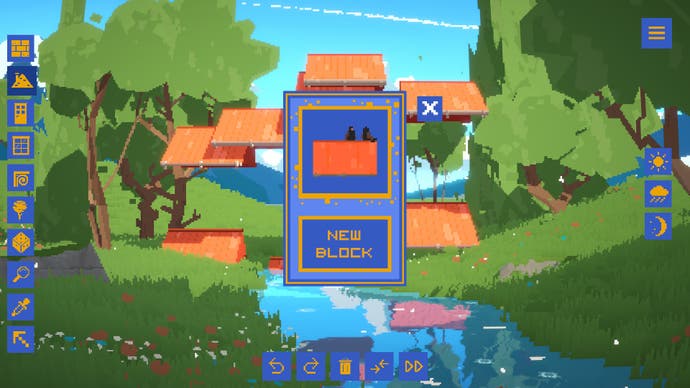 En débloquant une nouvelle pièce jouable dans Summerhouse, le joueur a spammé une rivière verdoyante avec des pièces de toit flottantes.