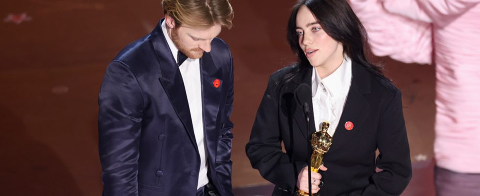 FINNEAS and Billie Eilish win Best Original Song for “What Was I Made For” from “Barbie” at the 96th Annual Oscars held at Dolby Theatre on March 10, 2024 in Los Angeles, California.
