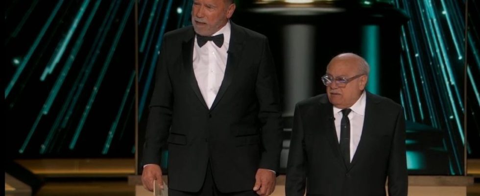 Danny DeVity and Arnold Schwarzenegger at the 2024 Oscars
