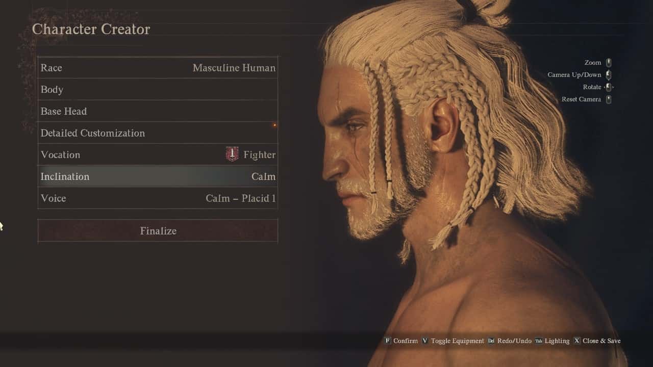 Une image de Geralt de Riv dans le créateur de personnage de Dragon's Dogma 2.  Image de Jaded sur Steam.