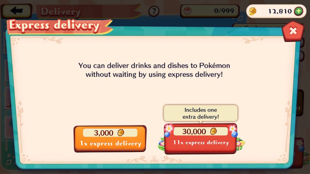 Livraison express Pokémon Café Remix.  Cette image fait partie d'un article sur la façon d'obtenir la tenue de chef rétro Pawmo dans Pokemon Cafe Remix.