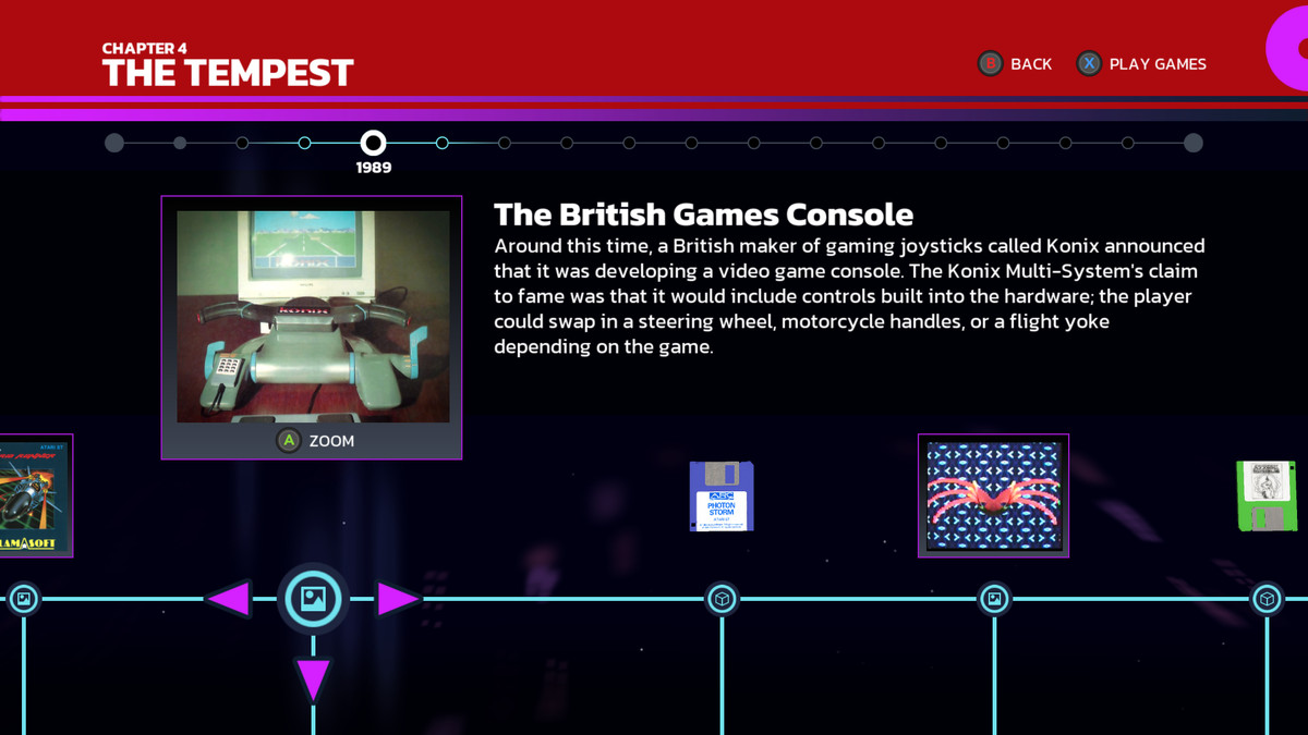 La chronologie interactive de Llamasoft : The Jeff Minter Story montre une entrée sur « The British Games Console »