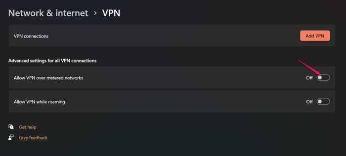 Désactiver le VPN