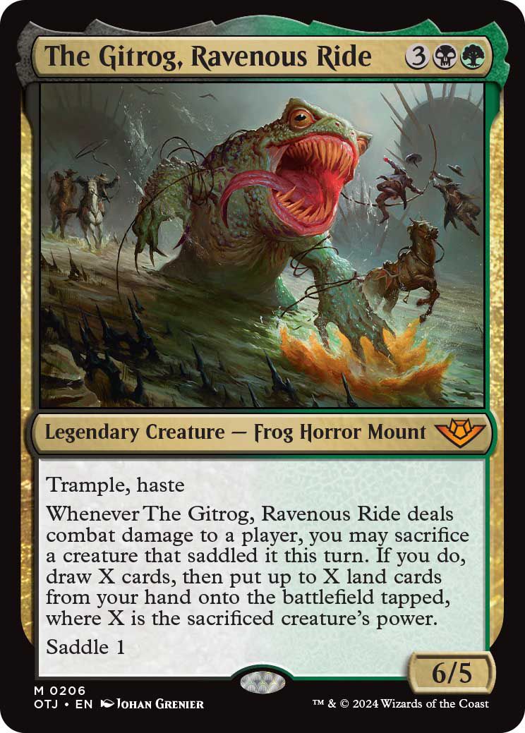 Le Gitrog est une créature légendaire, une monture d'horreur grenouille qui piétine et se dépêche.  Il mange aussi son cavalier.  Oops.
