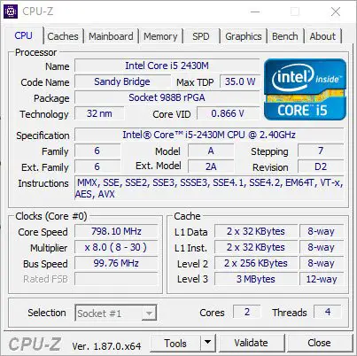 Informations sur le matériel CPU-Z