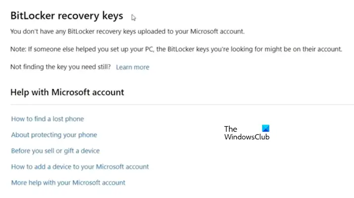 Récupérer la clé Bitlocker du compte Microsoft