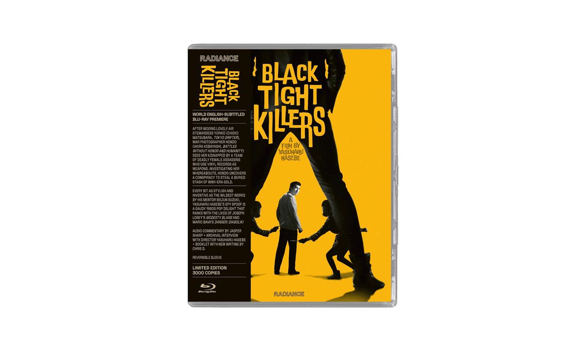La couverture de Black Tighter Killer présente un homme entouré de personnages sombres armés de couteaux.