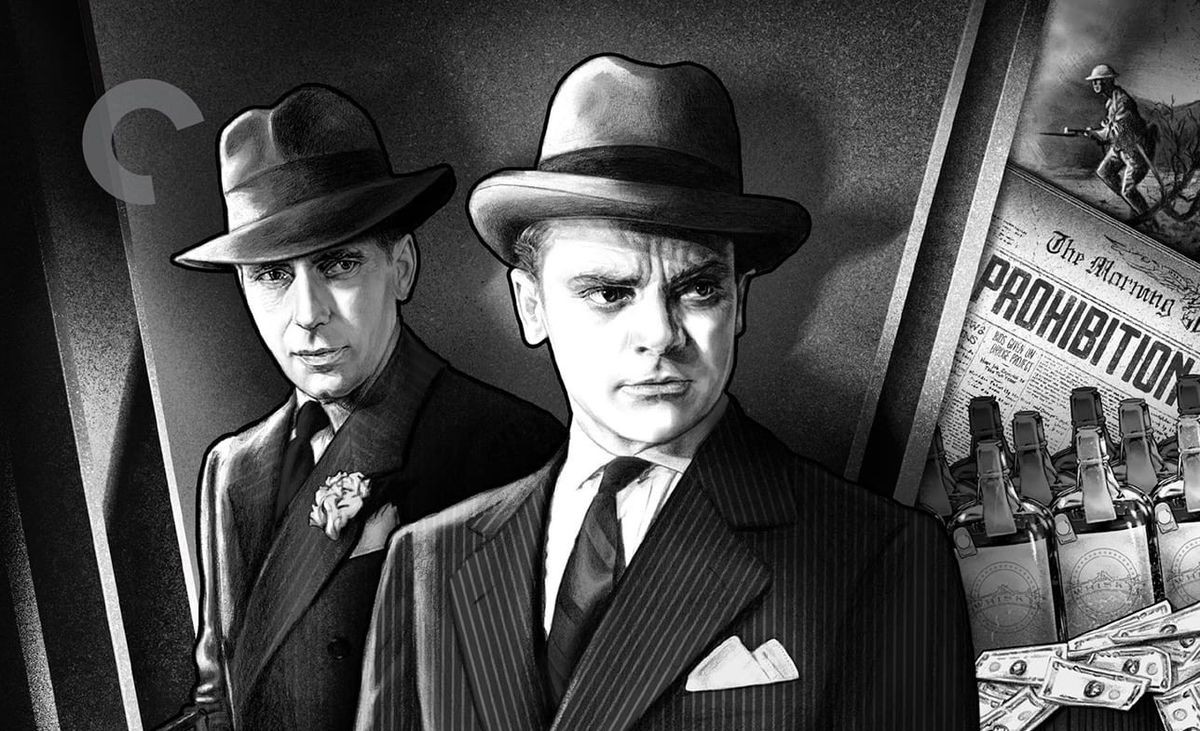 La couverture de Criterion Collection pour The Roaring Twenties présente deux gangsters en noir et blanc.