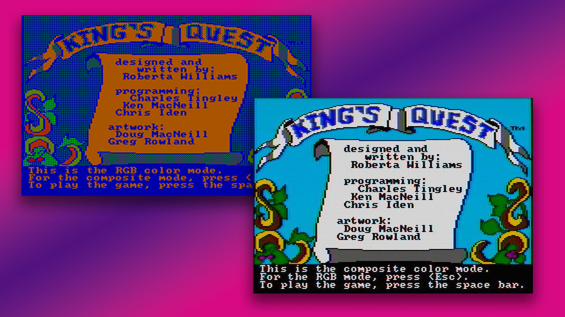 Graphiques CGA : King's Quest en mode RVB et composite