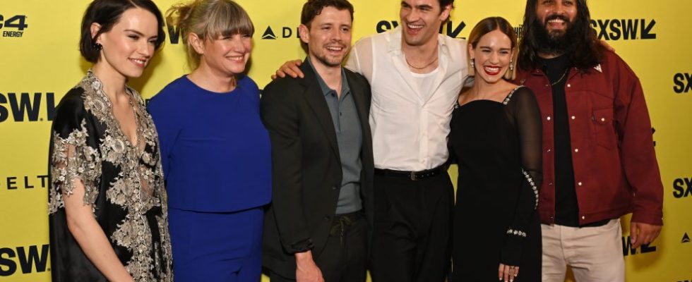AUSTIN, TEXAS - MARCH 09: Daisy Ridley, producer Kate Solomon, director Sam Yates, writer and producer Tom Bateman, Matilda Lutz and Shazad Latif attend the "Magpie" world premiere during the 2024 SXSW Conference and Festival at Stateside at the Paramount on March 09, 2024 in Austin, Texas. (Photo by Daniel Boczarski/Getty Images for MAGPIE)