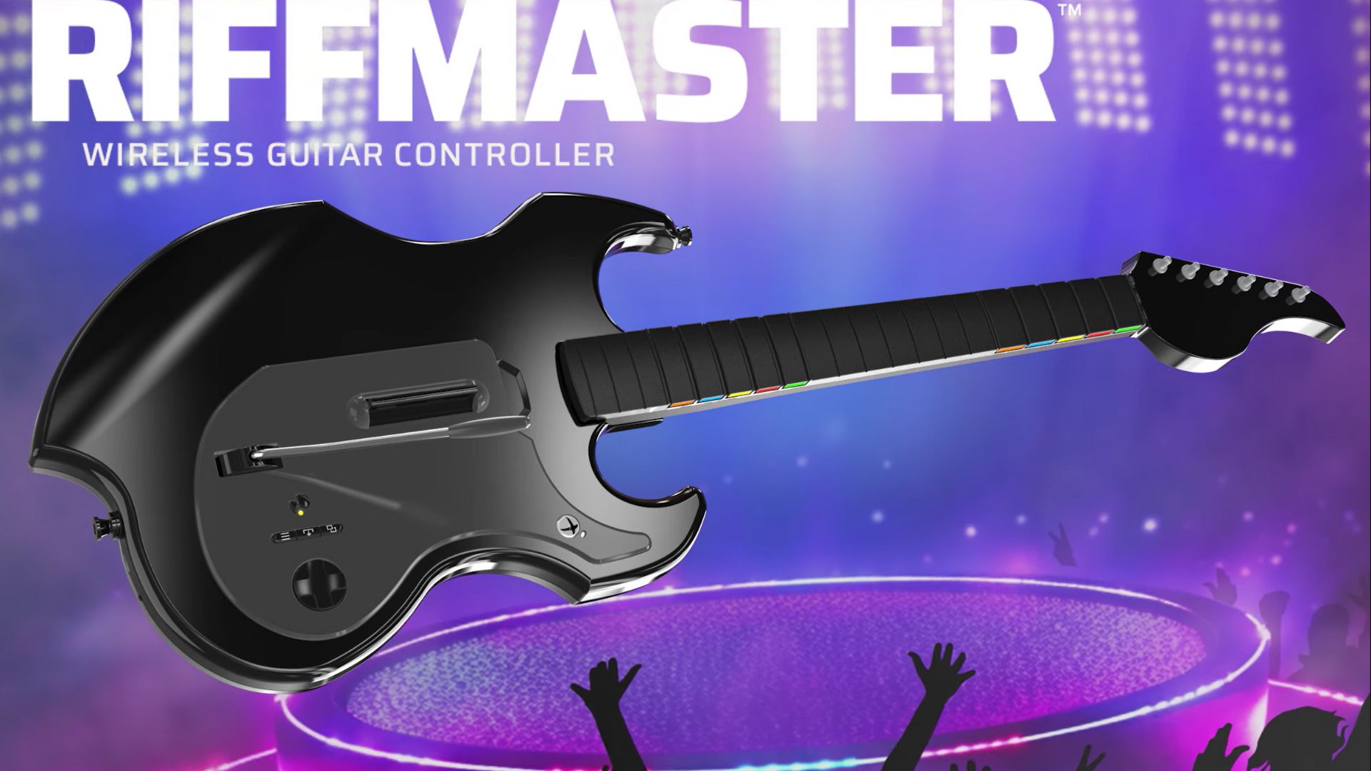 Image marketing de la guitare sans fil PDP RIFFMASTER tirée de la bande-annonce du contrôleur