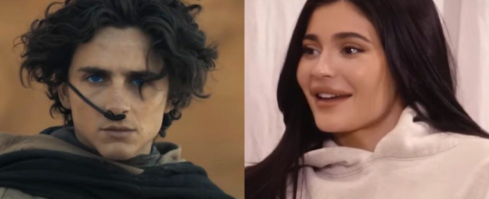 Timothee Chalamet in Dune: Part Two and Kylie Jenner on The Kardashians.